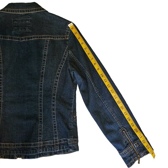 LIVE A LITTLE Blue Denim Long Sleeve Zipper Closure Jacket Size Medium - Picture 6 of 7